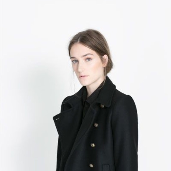 Zara Woman Coat Jacket Wool blend With Metallic Buttons - Picture 8 of 8